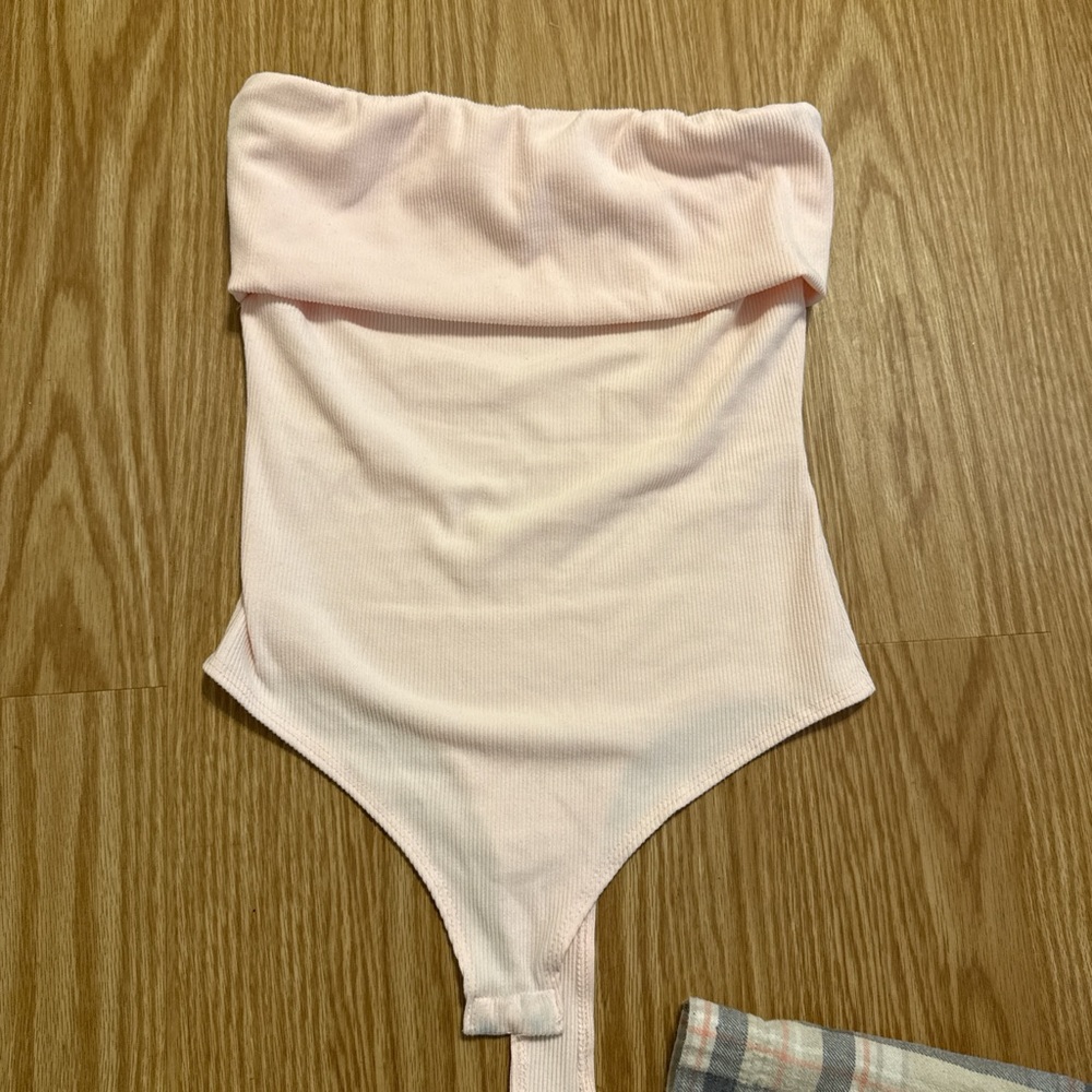 Pink Strapless Bodysuit